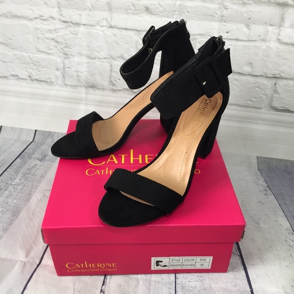 Catherine Malandrino Shoes - New black vegan suede ankle strap chunky heel